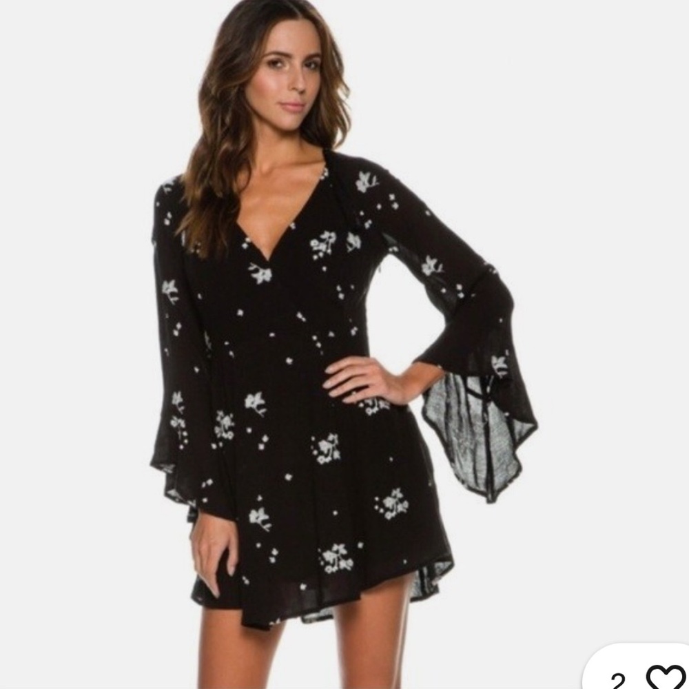 Free People Floral Black Dress